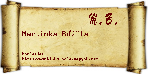 Martinka Béla névjegykártya
